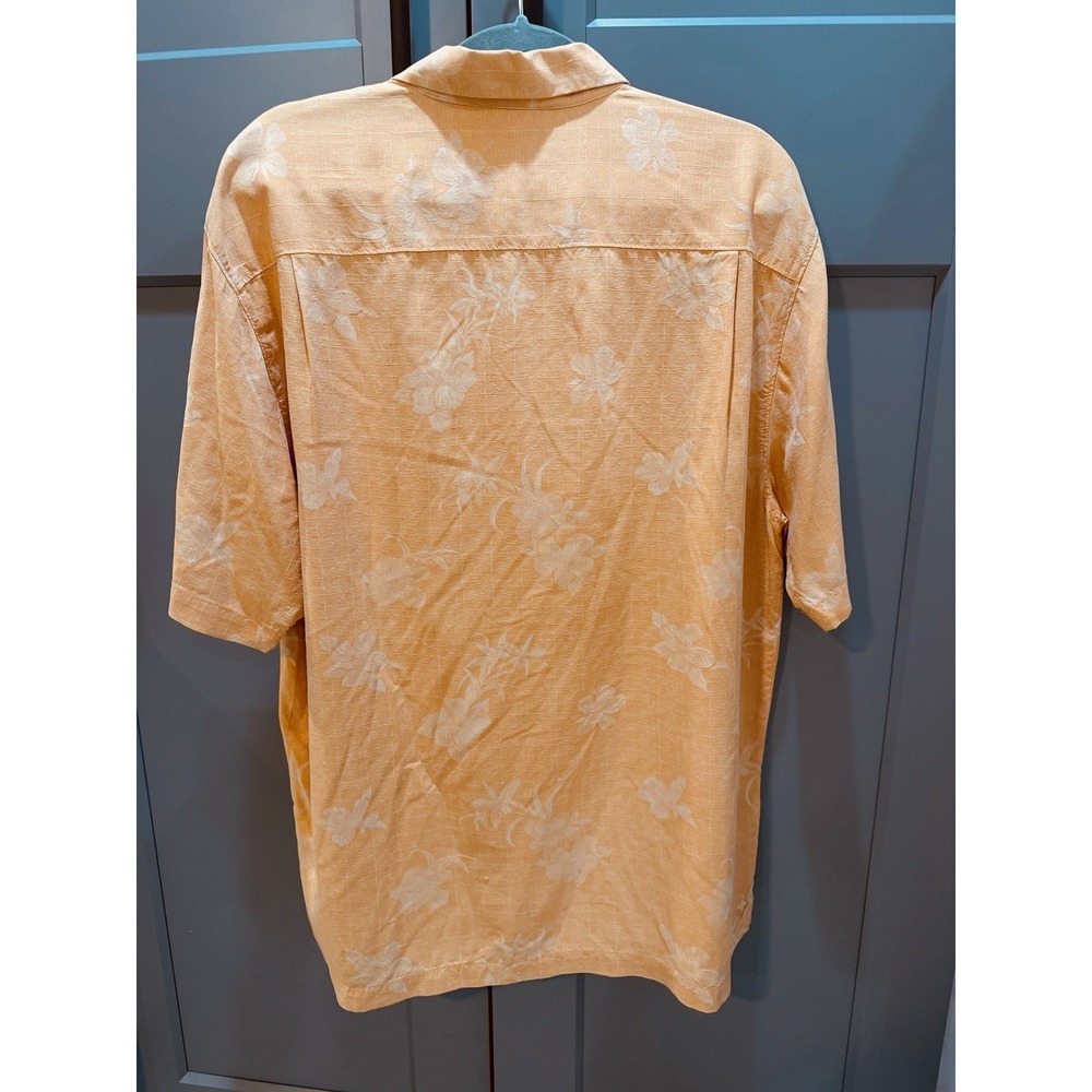 Tommy bahama Men's Large Orange Hawaiian Short Sleeve Shirt, Excellent Cond. - Picture 11 of 12